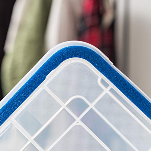 IRIS USA 16 Qt Storage Box with Airtight Seal, 4 Pack - BPA-Free, Made in USA - Heavy Duty Moving Containers with Tight Latch Gasket Lid, Weather Proof Tote Bin, WEATHERPRO - Clear/Blue - size: 16 Qt. - 4 Pack