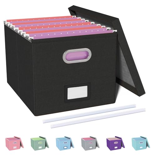 Oterri File Organizer, File Box, File Cabinet for Letter File Folder Storage, Hanging File Organizer for Office/Decor/Home,Document Organizer, 1 Pack,Black-Box Only - color: Black, size: 1 pack