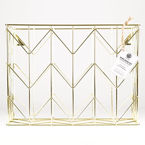U Brands Hanging File Desk Organizer, Wire Metal, Gold - 894U02-06 (Pack of 6) - size: 9.37H x 12.2W x 6.85D inches (Pack of 6)