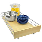 LYNK PROFESSIONAL® SELECT™ Slide Out Cabinet Organizer Pull Out Drawer, 11" x 21" Pull Out Cabinet Organizer – Pull Out Shelves for Kitchen Cabinets – Roll Out - Lifetime Ltd. Warranty, Wood Chrome - size: 11" W x 21" D - 1 Tier