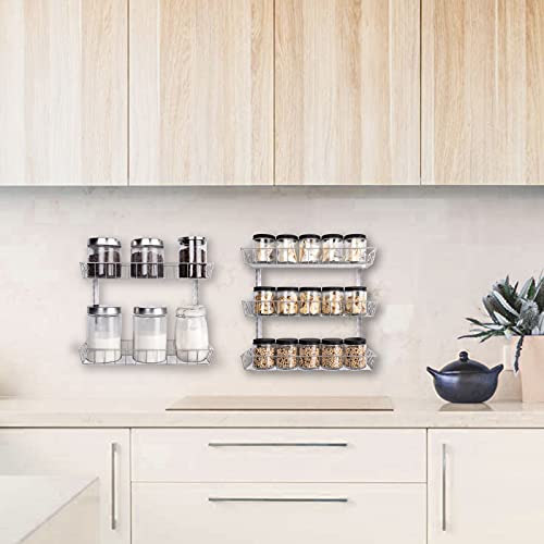 SWOMMOLY Adjustable Wall Mount Spice Rack, 9-Tier Dual-use (Multi-use) Organizer, Silver - color: Silver, size: 9-Tier