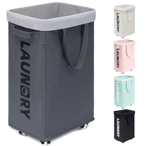 Goodpick 75L Laundry Basket with Wheels & Removable Wash Bag, Large Rolling Laundry Hamper for Clothes, Dorm Room Essentials, Grey - color: Grey 1-Pack