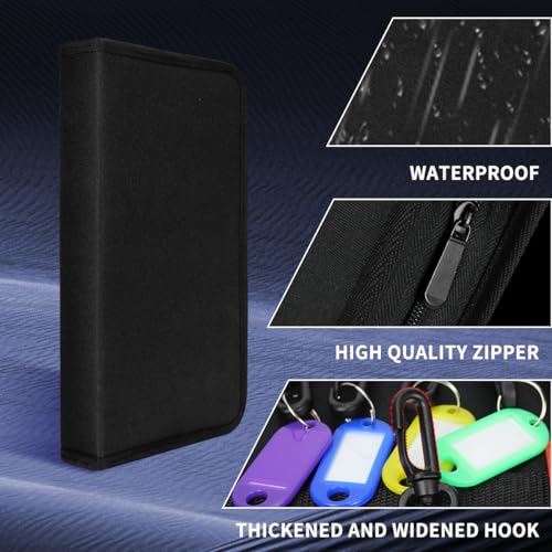 Portable Zippered Key Case,Organizer Waterproof Key Binder with 36 Key Hooks and Tags,Portable Key Storage for Rental Management Real Estate Sales Hotel Executives and Car Service - size: 36 Keys