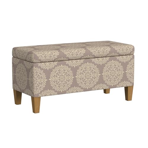 HomePop Drake Large Decorative Storage Bench -Brown Medallion - color: Brown Medallion
