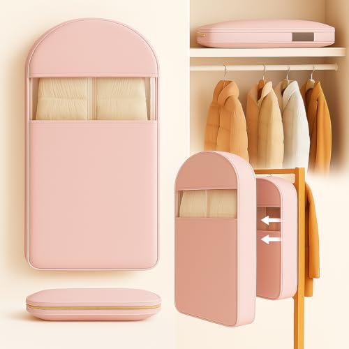 Space Saving Hanging Garment Bag with Self Compression Zipper, Suit Cover Bags, Heavy Duty Jackets & Parkas Storage, Dust Cover, Closet Organizer for Storage (Pink,L) - color: Pink, size: L