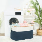 MINTWOOD Design 112L Extra Large Blanket Basket Holder Living Room, 25"x17"x16" Rectangle Rope Woven Storage Basket with Handles for Laundry, Towels, Shoes, Dog Toy Organizer Bin Box, Prussian Blue - color: Prussian Blue