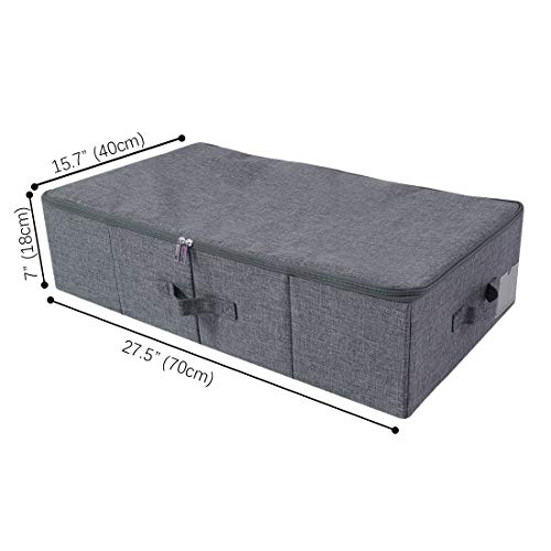 iwill CREATE PRO Underbed Storage Boxes for Bedding/Garment/Duvets/Blankets/Shoes, Folding Fabric Rigid Under bed Storage Bins with Zip Lid, Washable, Black Gray - color: Black Gray,1pc, size: 27.5*15.7*7"