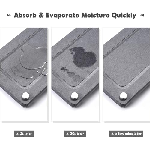 Kitchen Sink Caddy Water Absorbing Stone Tray For Sink, Diatomite Bathroom Countertop Tray Organizer, Faucet Stone Drying Mat Coaster Soap Dish Sponge Dispenser Holder (Grey) - color: Grey