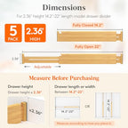 Lifewit 2.36" High 5 Pack Bamboo Drawer Dividers, 14.2-22" Expandable Kitchen Drawer Dividers, Adjustable Drawer Dividers for Clothes, Drawer Separators for Dresser, Kitchen, Bedroom, Bathroom