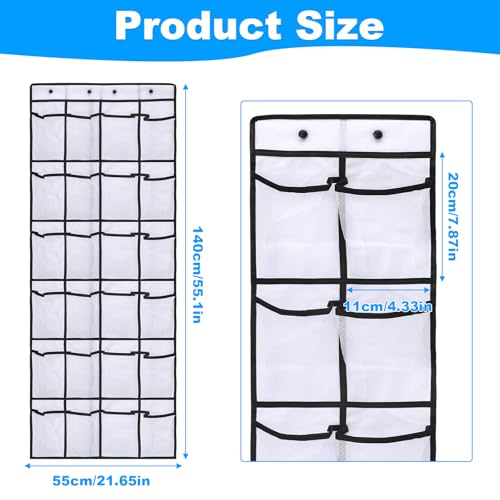 CTTZCKJ Over The Door Organizer For Cruise Ships|Magnetic Door Organizers with 24-Pocket for Cruise Ship|55"x21"|Cruise Over the Door Organizer,Magnetic Shoe Rack for Cruise,Behind-Door Storage - color: white