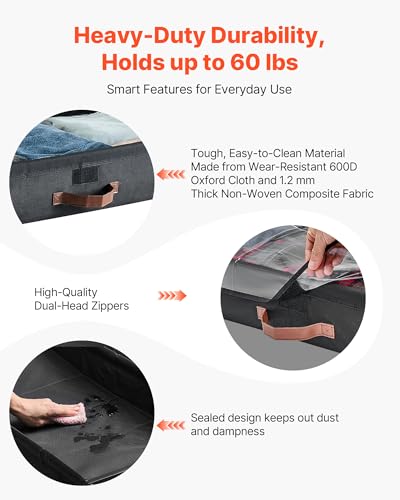 VEVOR Under Bed Storage with Wheels, 36.0 x 18.1 x 7.3 inch, Underbed Containers with Clear Lid, Underbed Shoe Organizer, Rolling Under the Bed Storage Bins for Clothes Shoes Blankets Bedroom, 2 Pack - style: D