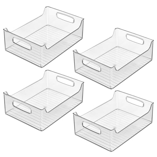 iDesign Stackable Clear Plastic Storage Bin, Kitchen Organizers for Fridge, Cabinet, or Pantry, 4-Pack - size: 14 x 10 x 5, style: Pack of 4