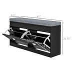 HOMCOM Modern Shoe Rack Bench for Entryway, Storage Organizer with Cushion, 2 Drawers, Adjustable Shelf, Holds 8 Pairs, Black - color: Black