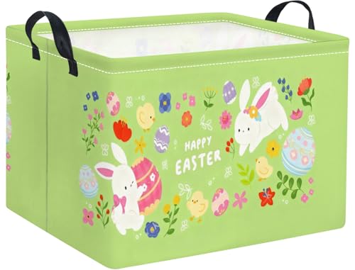 HIYAGON Rectangular Easter Basket Baby Boy Basket Kids Toy Storage Bin Organizer Box Easter Room Decor(Happy Easter) - color: Happy Easter
