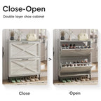 Maupvit Shoe Storage Cabinet with 2 Flip Drawers, Freestanding Organizer with Metal Legs for Entryway, Narrow Shoe Rack Cabinet, Beige - color: Beige, style: 2-Drawers