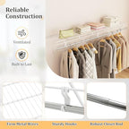Giantex Closet Shelf with Hanging Rod, 6 ft Wall Mounted Wire Shelving Kit with Storage Shelf & Clothes Rod, Ventilated Metal Wall Shelf Organizer for Laundry Room, Closet, Bedroom, White - size: 6 ft