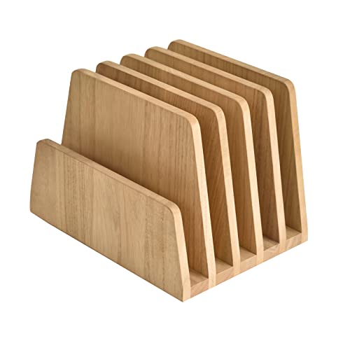 KIRIGEN Desktop File Document Holder Stand 5 Slots Mail Paper Organizer Desk Sorter Holder for File Document Organizer Stand for Home Office (5KWJJ-NA) - color: Natural, size: 5 Slots