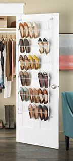 Whitmor 18 Pair Over The Door Shoe Organizer, 6 Tier Hanging Shoe Organizer, Heavy Duty Metal Shoe Holder, Hanging Shoe Rack for Closet Organizer & Storage, 62.8" L x 22.5" W x 5" H, White