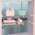 Hershii Expandable Closet Tension Shelf Rod Adjustable Storage Rack Heavy Duty DIY Organizer Divider for Wardrobe Cupboard Kitchen Bathroom - size: 82-117.5cm/32.28-46.25inches