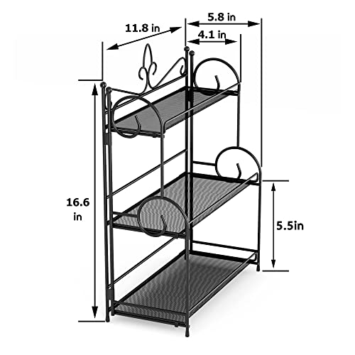 YIUKEA Bathroom Organizer Countertop - 3 Tier Spice Rack Organizer, Counter Organization and Storage for Bathroom, Kitchen, Bedroom, Offices, Foldable - color: Black