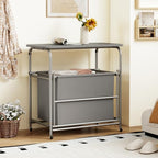 Giantex Laundry Sorter with Foldable Ironing Board, 3 Section Tilt Out Laundry Hamper with Removable Bags, Heavy-Duty Rolling Laundry Cart with Lockable Wheels for Bathroom Bedroom, Grey