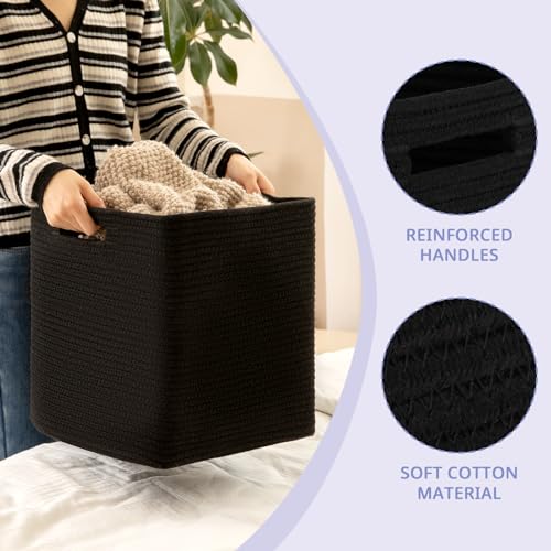 OIAHOMY Storage Cubes, 13 Inch Cube Storage Organizer, Collapsible Storage Bins, Baskets for Organizing, Storage Bins for Shelves-Black, 3-PACK - color: Black, size: 3Pcs-13*13*13inch