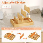 Lifewit Bamboo Lid Organizers for Inside Cabinet, Food Storage Container Lid Holder with 4 adjustable Inserts & 5 Sections, Kitchen Pantry organizer and storage, 10.6" X 8.3" - size: Medium(10.6" x 8.3")