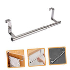 Over The Door Towel Rack Punch-Free Telescopic Stainless Steel Cabinet Door Hanging Bar Kitchen Bathroom Storage Organizer