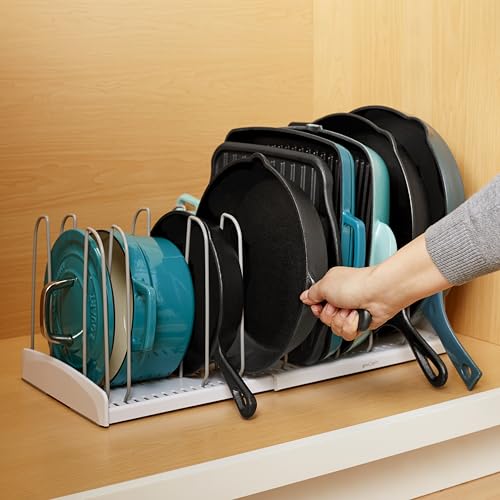 YouCopia StoreMore Expandable Cookware Rack with Tall Steel Wires, 12.5"-22" Wide Adjustable Pan Organizer for Kitchen Cabinet Storage, Classic Edition - size: Expandable Classic