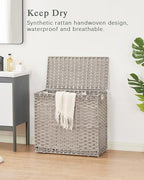SETVSON Laundry Hamper with Lid Laundry Basket 132 L (35 Gal) Wicker Clothes Hamper, Handwoven Rattan Hamper with Handles and 4 Removable Liner Bags, 6 Mesh Bags for Laundry Bedroom Gray - color: Grey, size: 35.0 Gal