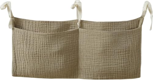 Bedside hanging bag for storing baby milk bottles and blankets - Baby diaper folding bed organizer bag - Gray - color: grey