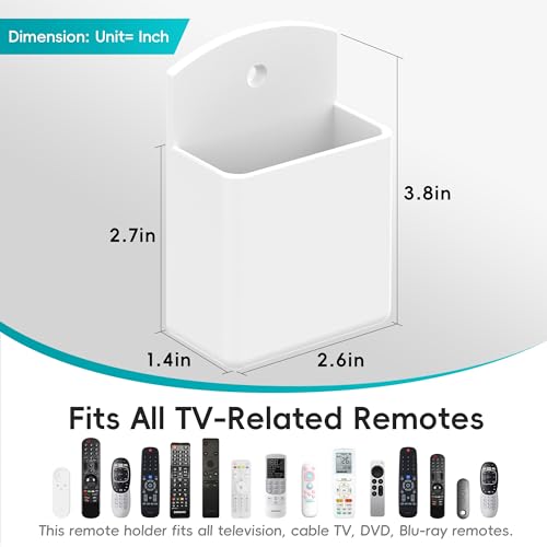 DRQ 2pc Adhesive Remote Control Holder, Wall Mount TV Controller Holder, TV Remote Organizer, Wall Pen Holder Desk Accessories Storage for Home Office School, White - color: 2PC White, size: 2 Pack