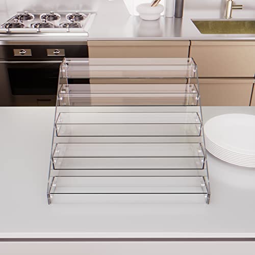 Tiered Spice Rack Acrylic, 5 Tier Clear Spice Rack Organizer for Cabinet, Vertical Spice Rack Shelf Durable Kitchen Seasoning Organizer for Countertop, Cabinet, Pantry, Kitchen Storage (5 Tier) - color: 5 Tier