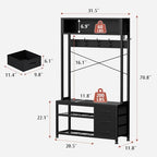 Lulive Hall Tree with Bench and Shoe Storage, 31.5" Coat Rack Freestanding with 2-Tier Storage Shelf, 6-in-1 Entryway Bench Coat Rack with 12 Hooks and 3 Drawers(Black) - color: Black