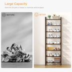 usikey 8 Tiers Narrow Shoe Rack 16-24 Pairs, Sturdy Metal Tall Shoe Rack with 4 Hooks, Slim Shoe Storage Organizer with Metal Shelf, Space Saving Vertical Shoe Shelf for Entryway BronzeUNYXJX016A - color: 8 Tier ( 17.9 X 11 X 55.5 Inches)-bronze