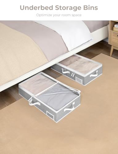 StorageWorks Under Bed Storage Containers with Handles and Label Holder, 2 Pack Ultra-thick Fabric Underbed Bins, Closet Organizer for Clothes, Blankets, Sweater - color: Gray, size: Medium-without Wheels
