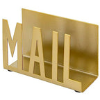 MyGift Mail Holder Organizer Countertop Modern Golden Metal with Cutout MAIL Lettering Design, Office Desktop Envelope and Document Storage Rack - color: Golden