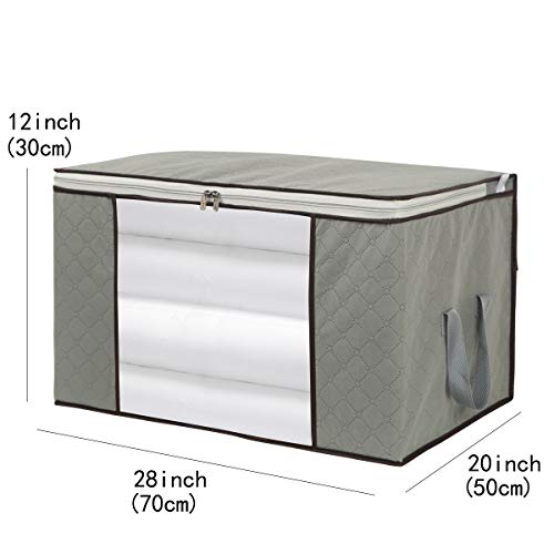 4 Pack Foldable Large Storage Bags 28 x 20 x 12 (L x W x H) inch for Comforter Quilt Blanket Clothes with Clear Window & Handles - Easy to Fit King Size Comforter Set - Closet Under Bed Organizer - size: Extra Large (Horizontal), style: Set of 4