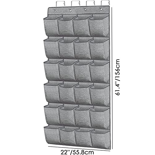 homyfort Over the Door Shoe Organizer,Hanging Shoe Rack Storage Holder with 24 Extra Large Fabric Pockets for Closet,Men Sneakers,Women High Heeled Shoes,Slippers,Grey 61.4''x22'' - color: Linen-like Grey, size: 1 Pack 24 Pockets