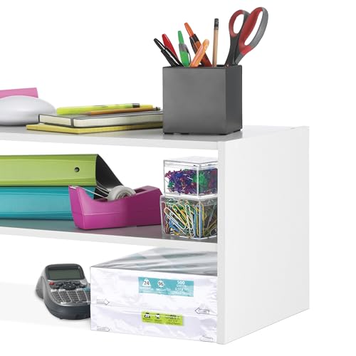 Whitmor Stackable 28" Extra Wide 2-Shelf Storage Organizer,Stackable Wood Combination Shoe Organizer Racks Shelves for Closets, Entryway, Hallway, Garage, White - color: White, size: 28 INCH