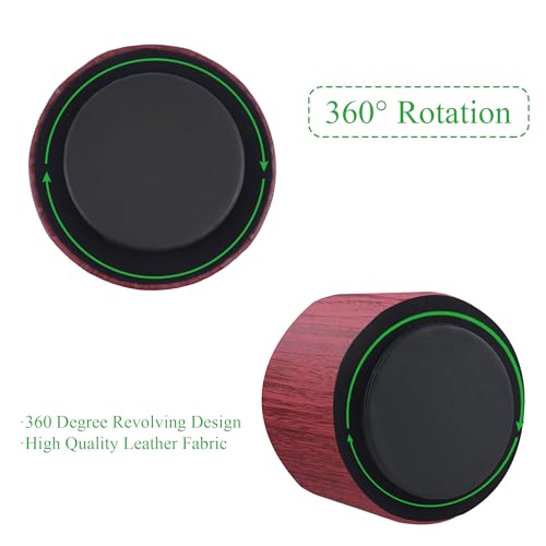 Round Leather Art Supply Organizer,Remote Control Holder,360 Degree Spinning,Multi-Functional Pencil Holder,4 Compartments Desktop Stationary Organizer(1-Thin Wood Red Brown) - color: 1-Thin Wood Red Brown