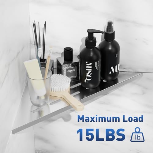 lives Shower Corner Shelf 10" Slot Design Bathroom Shelves for Tiled Wall, 304 Stainless Steel Recessed Organizer Corner Shelves for Inside Shower Decor, 2 Pack, Silver - color: Silver-rectangular Patterns, size: Triangle-2pcs