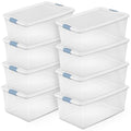 Sterilite 8-Pack Latching Box, Under Bed Storage Bins with Lids, Clear Plastic, 106 Quart - Heavy-Duty Organizing Containers for Closet, Bathroom, and Office - size: 106 Quart, style: 8 Pack