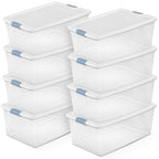 Sterilite 8-Pack Latching Box, Under Bed Storage Bins with Lids, Clear Plastic, 106 Quart - Heavy-Duty Organizing Containers for Closet, Bathroom, and Office - size: 106 Quart, style: 8 Pack