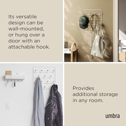 Umbra Estique Over The Door Coat Rack & Multi-Use Organizer, for Coats, Bags, Hats & More, White/Natural - color: White/Natural, size: Large