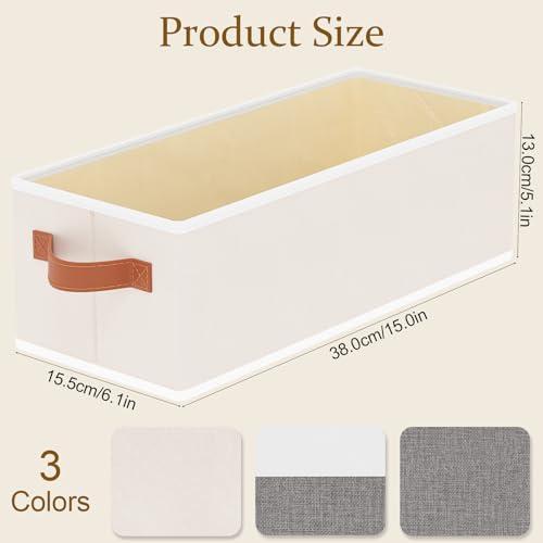 Storage Bin, Linen Foldable Clothes Basket, Storage Box Container with Double Handles for Bedroom, Beige, 15x 6 x 5 Inch, 1-Pack - color: Beige, size: 1-Pack