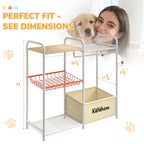 KAFAHOM Dog Toy Bin, Multi-Functional Dog Toy Basket with Collar Rod & Can Dispenser, Puppy Essentials Shelf, Dog Stuff Box, Perfect Basket for Dog Toys in Living Room, Great Gift for Pet Lovers - style: Ball Hook Shelf