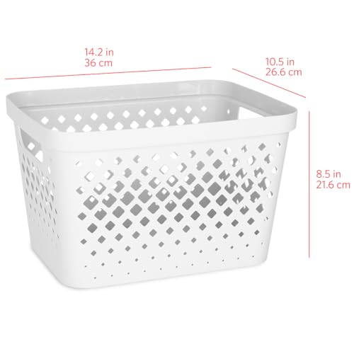 Glad Plastic Storage Basket Set, Value Pack of 6 | Open Storage Bins for Shelves, Bathroom, Pantry, Closet | Nesting Organizer Boxes with Handles, 4 Gallon, White - color: White, size: 4 Gallon