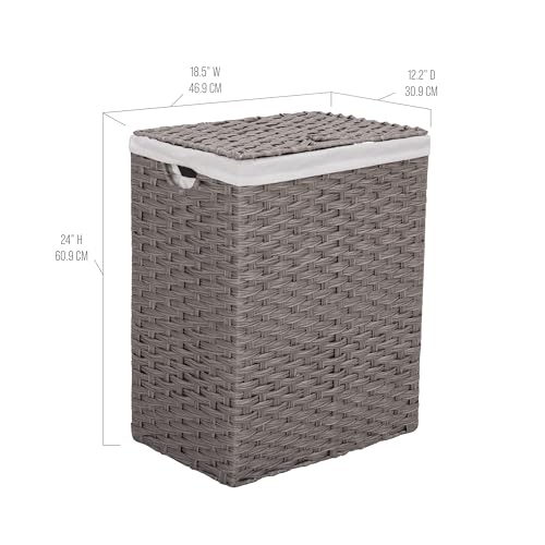 Seville Classics Premium Handwoven Portable Laundry Bin Basket with Carrying Handles, Household Storage for Clothes, Linens, Sheets, Gray, Rectangular Hamper - color: Gray, size: Rectangular Hamper (1-Pack)