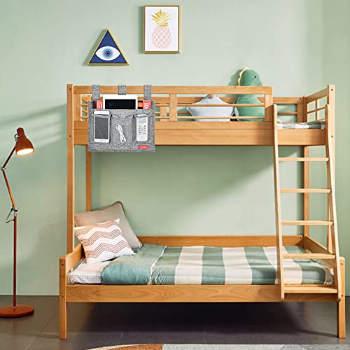 Zafit Linen Bedside Caddy, Bedside Storage Organizer for Hospital Beds, College Dorm Rooms or Baby Bed (Classic 4 Pockets Grey) - color: Grey, size: Classic 4 Pockets